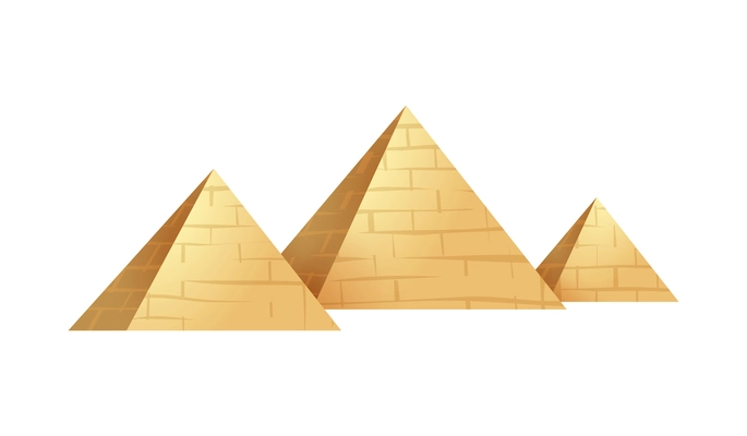 Three cartoon egyptian pyramids on white background vector illustration