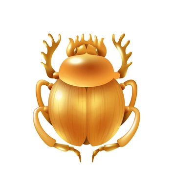 Cartoon egyptian gold scarab on white background vector illustration