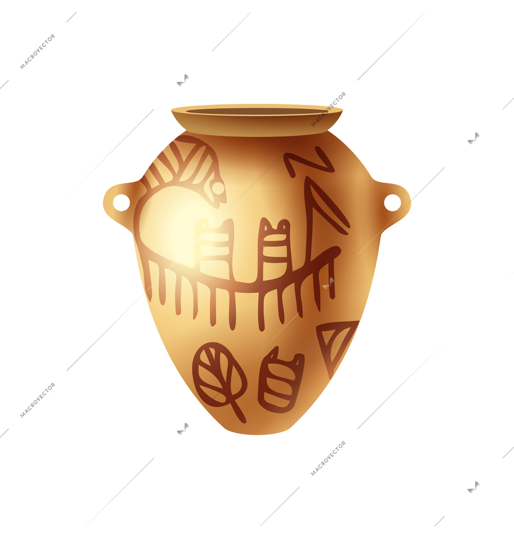 Ancient egyptian clay vase in cartoon style vector illustration