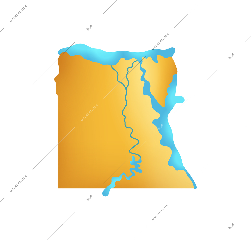 Cartoon yellow and blue egypt map vector illustration