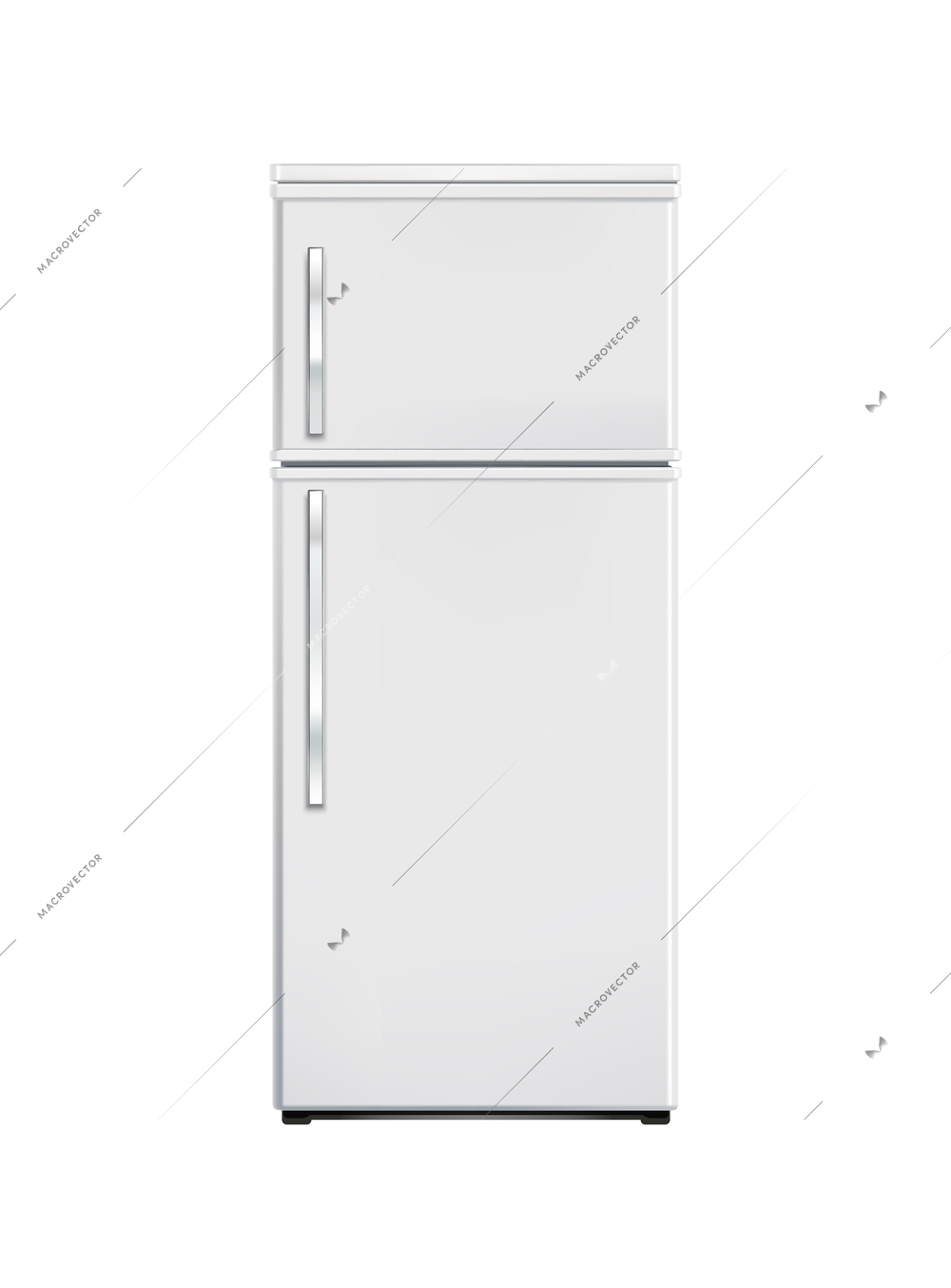 Two door top freezer refrigerator front view realistic vector illustration