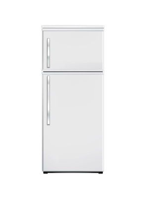 Two door top freezer refrigerator front view realistic vector illustration