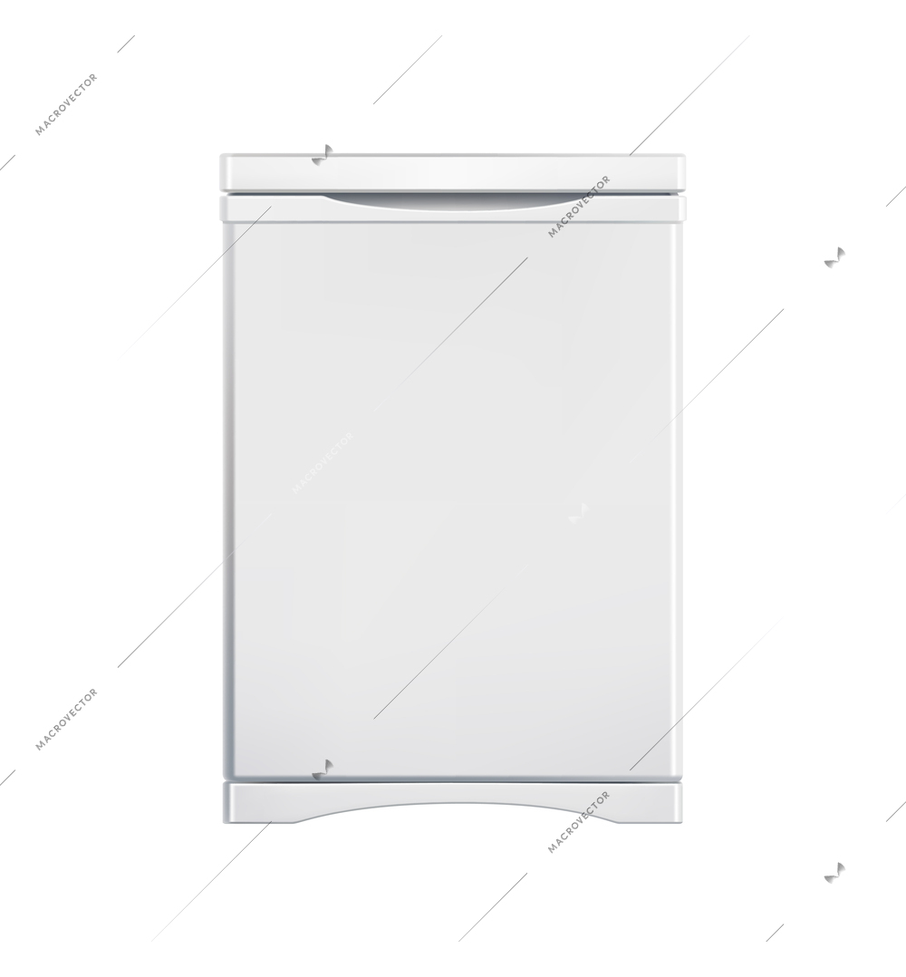 White one door refrigerator realistic vector illustration