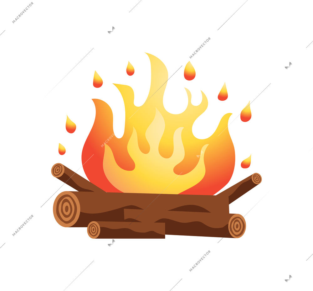 Campfire icon in flat style on white background vector illustration