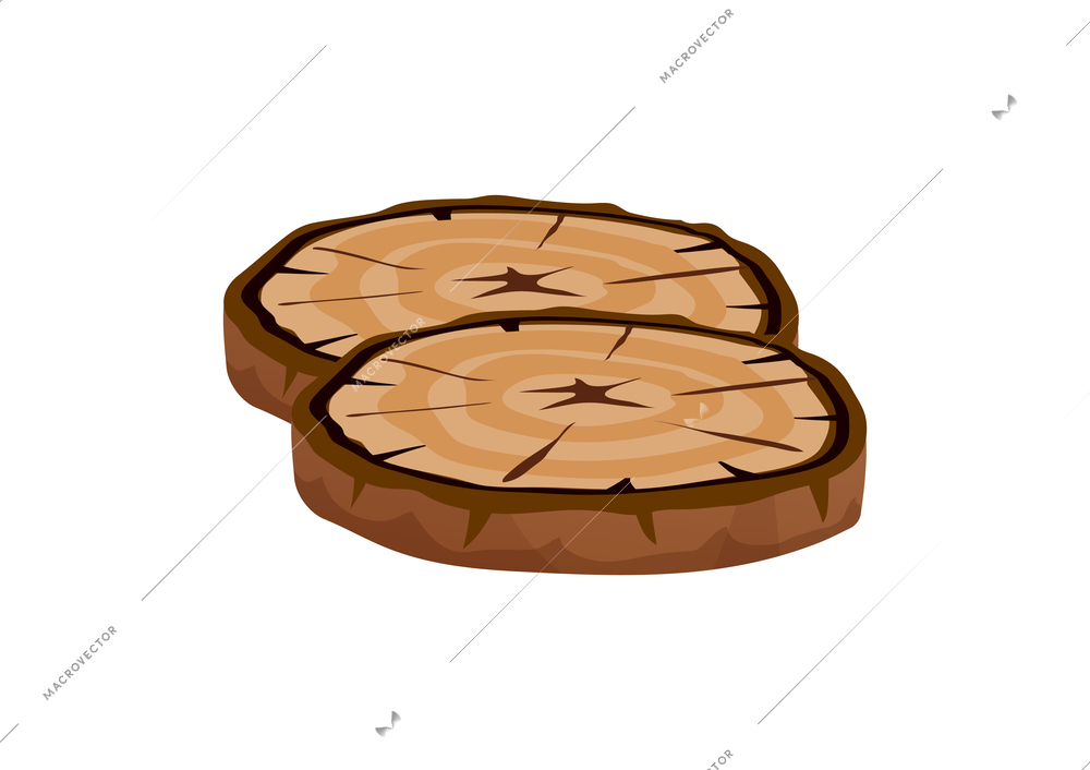 Firewood flat icon with round pieces of wood vector illustration