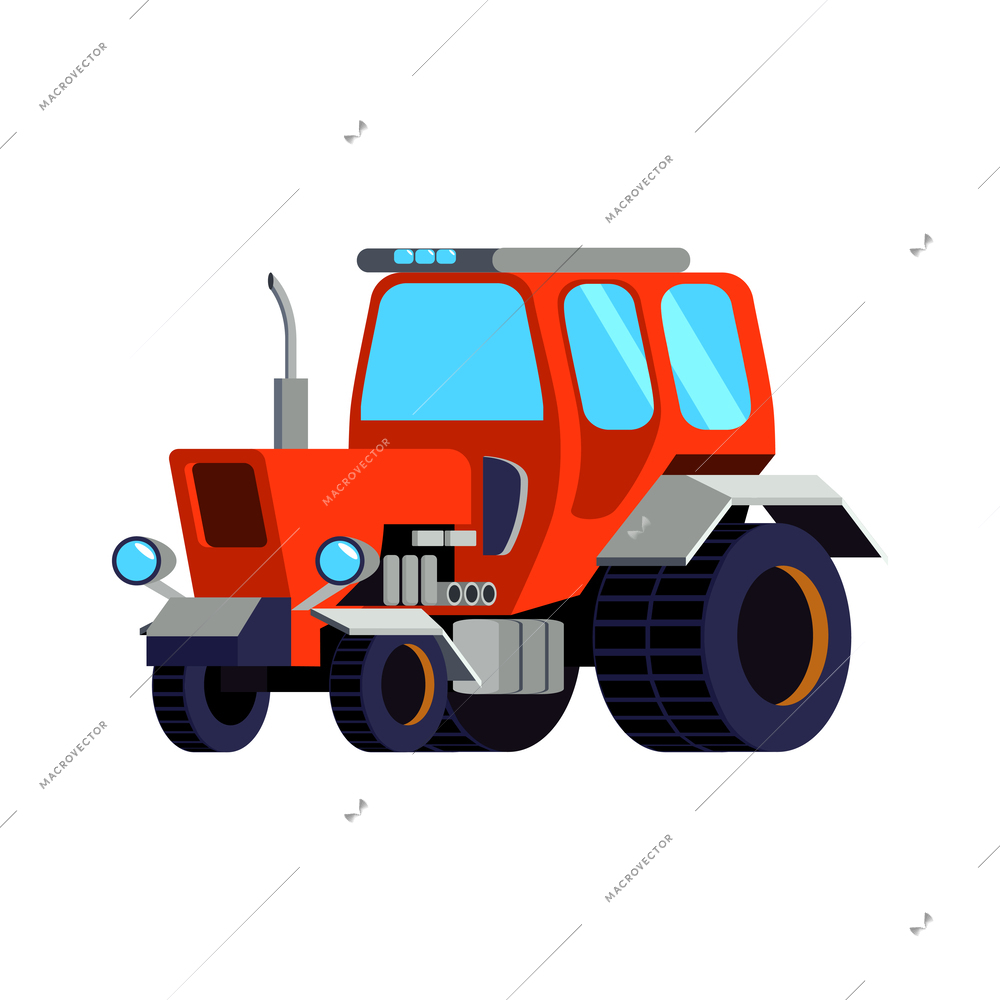 Red tractor flat icon on white background vector illustration