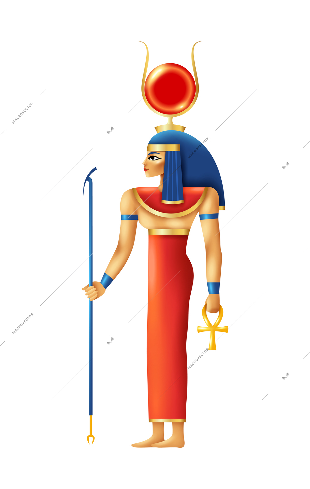 Hathor ancient egyptian goddess of sky cartoon vector illustration