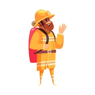 Flat character of firefighter in uniform vector illustration