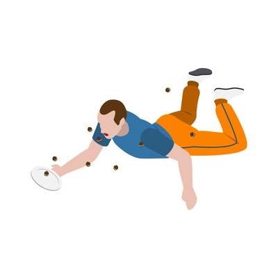 Isometric male cosmonaut eating in zero gravity 3d vector illustration