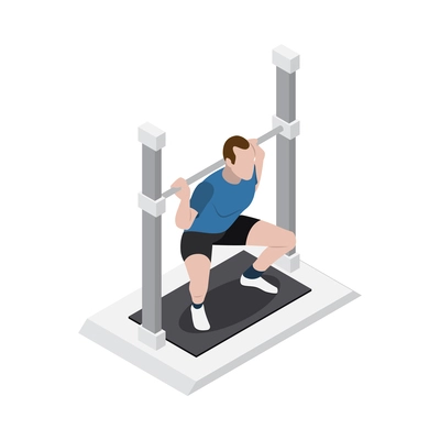 Male astronaut doing weight training isometric icon 3d vector illustration