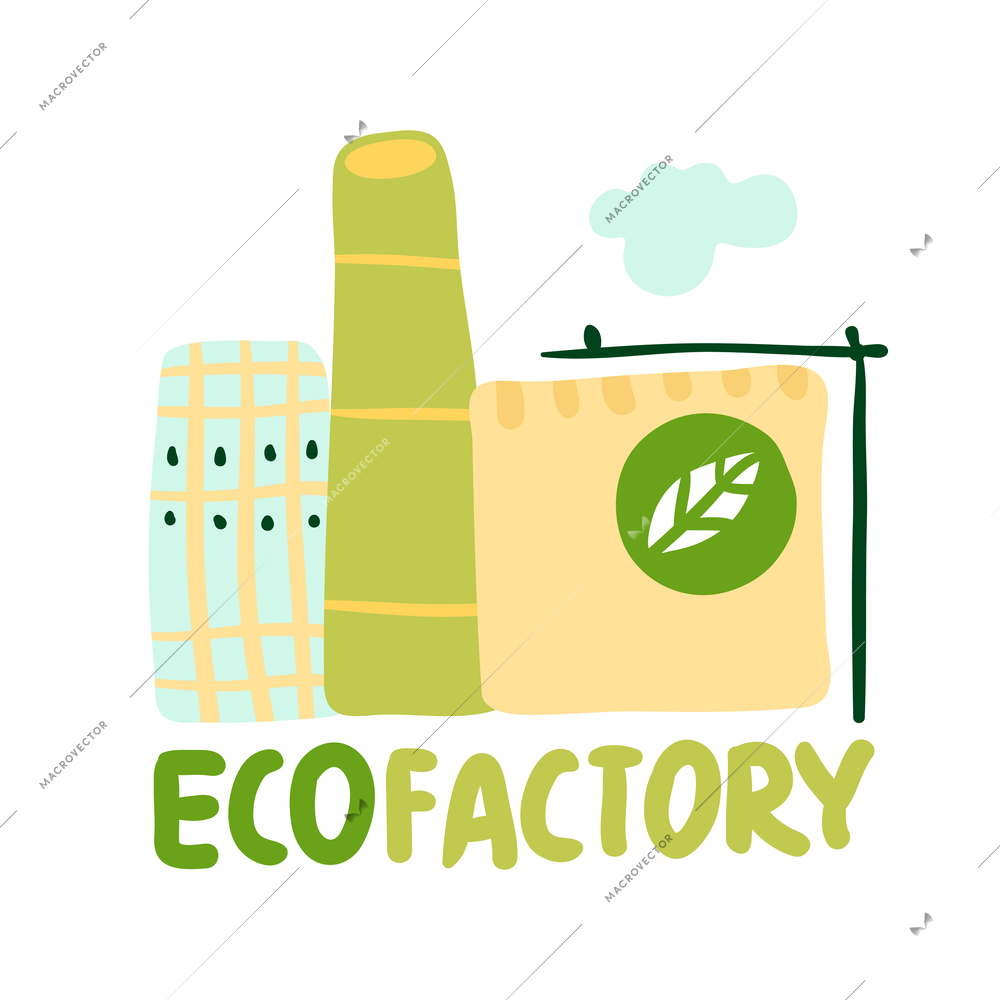 Ecofactory ecological restoration flat color emblem vector illustartion