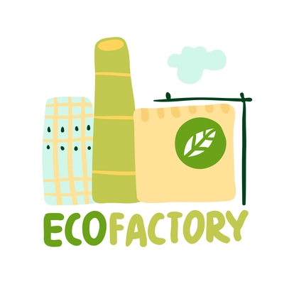 Ecofactory ecological restoration flat color emblem vector illustartion