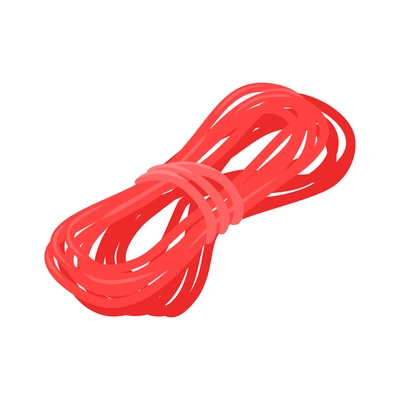 Red rope or wire bundle 3d isometric icon vector illustration