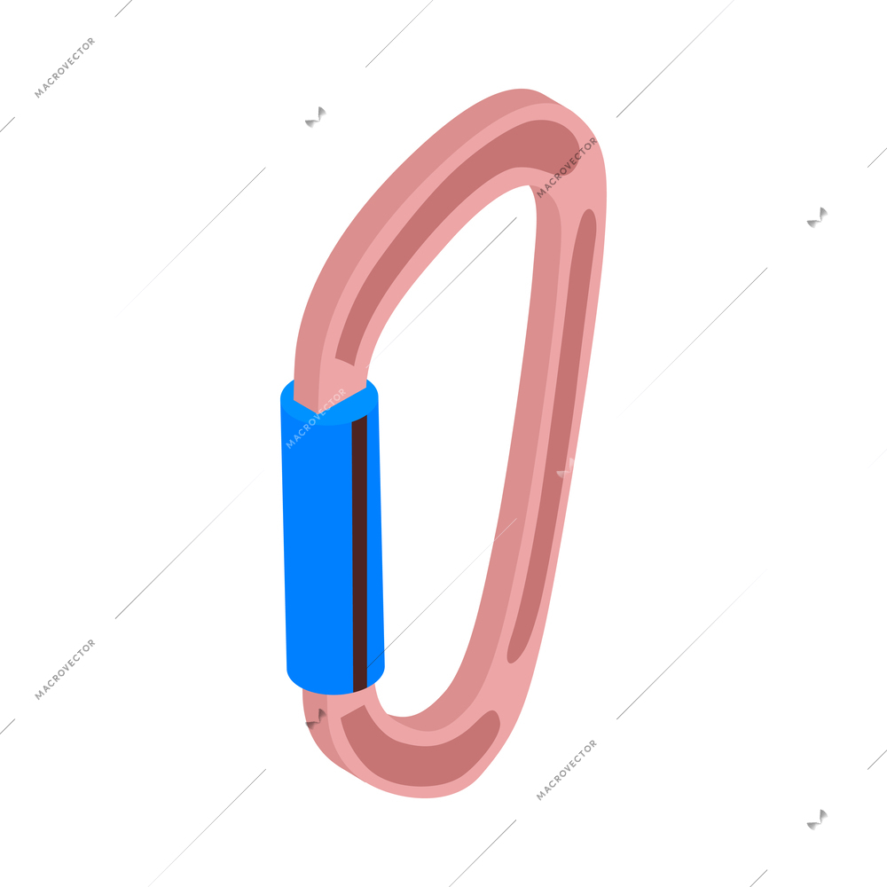 Isometric color climbing carabiner 3d vector illustration