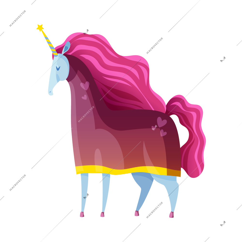 Cartoon beautiful fantasy unicorn painted in various colors vector illustration