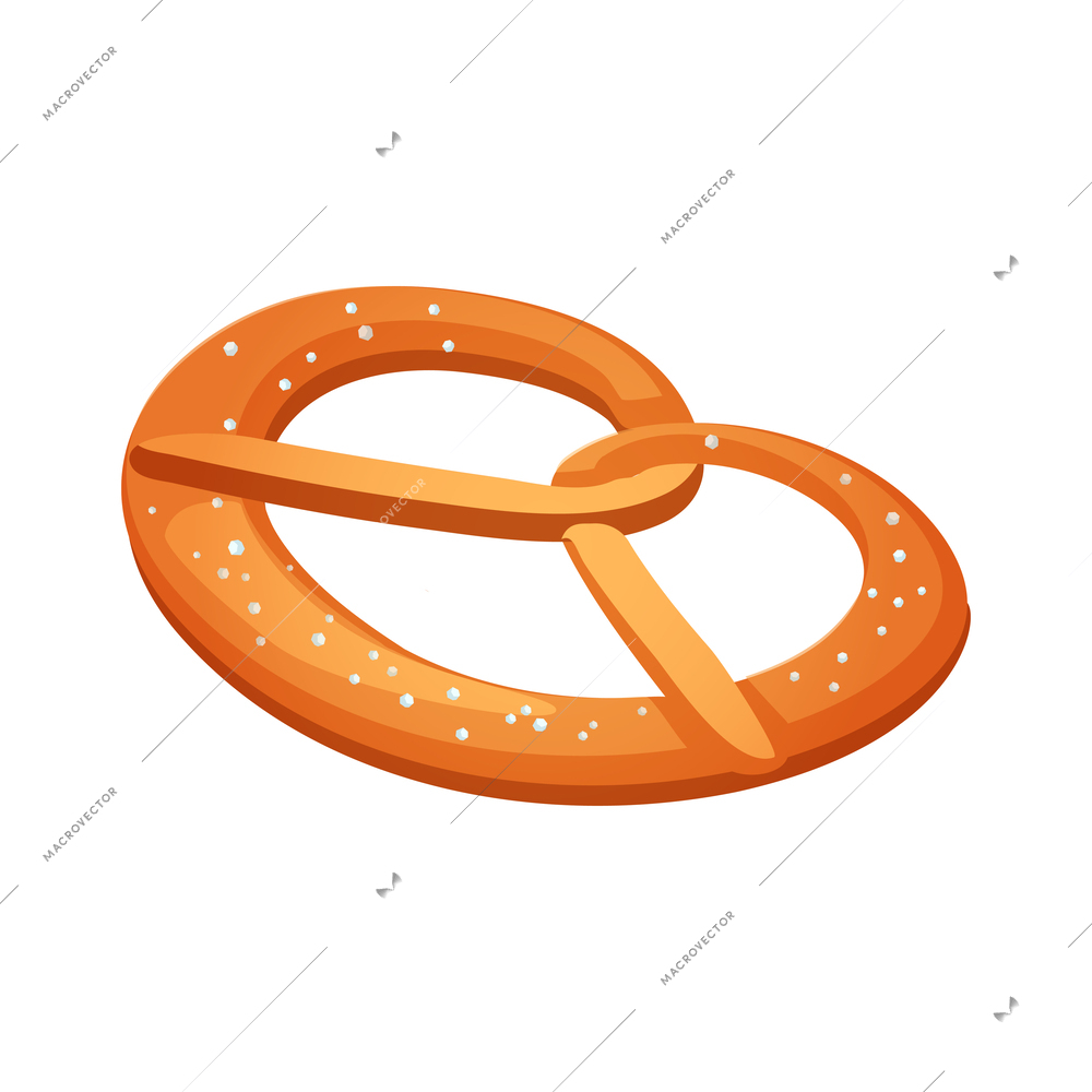 Isometric salty pretzel on white background vector illustration