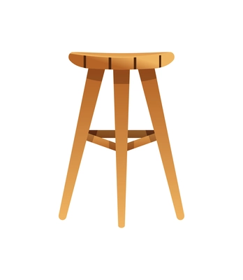 Wooden stool flat icon side view on white background vector illustration