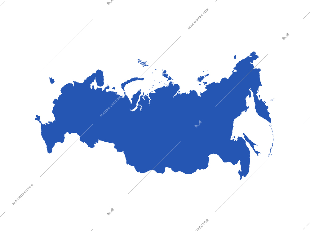 Flat blue russia map icon on white background vector illustration