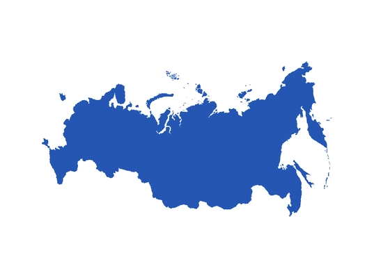 Flat blue russia map icon on white background vector illustration