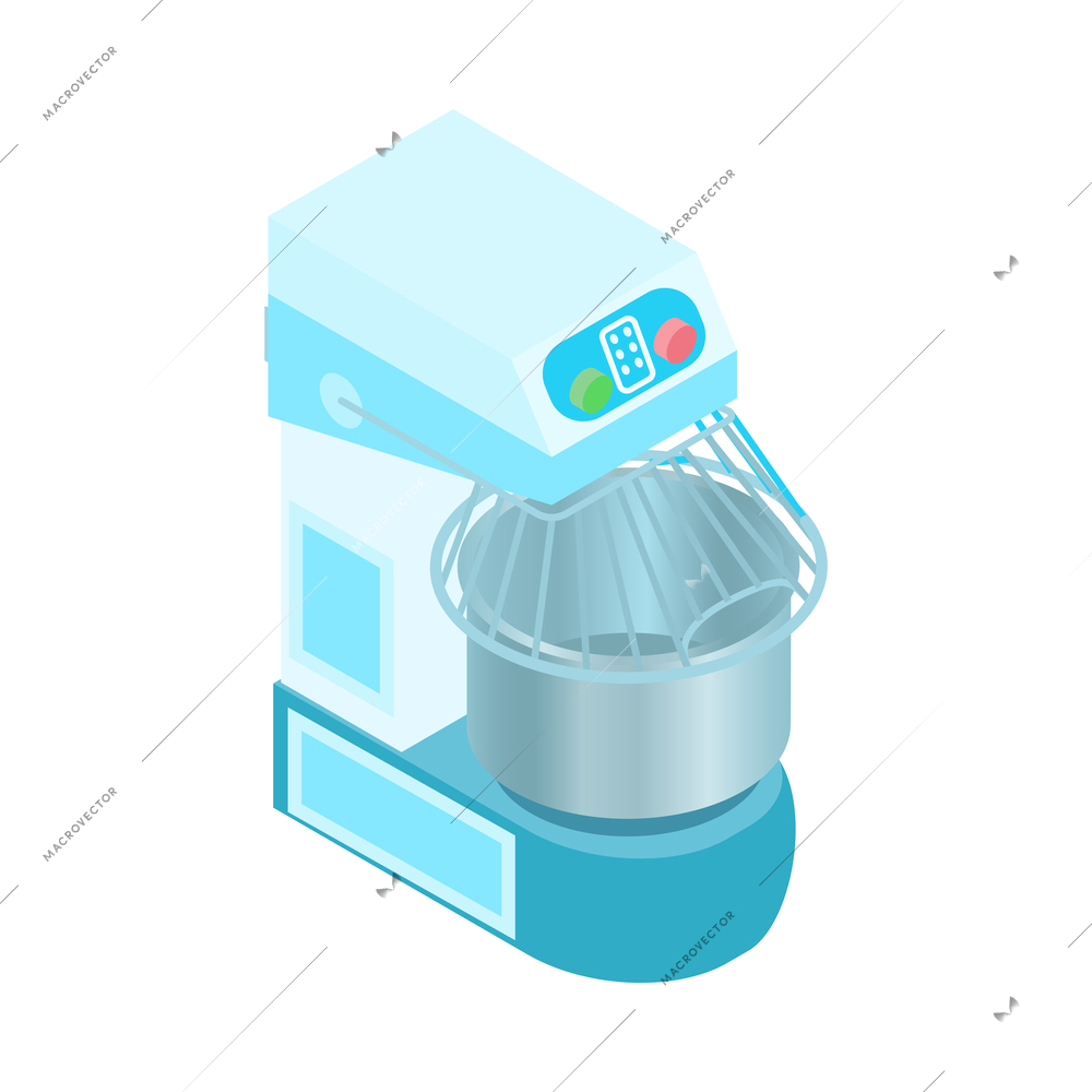 Isometric professional bakery equipment icon with mixer 3d vector illustration