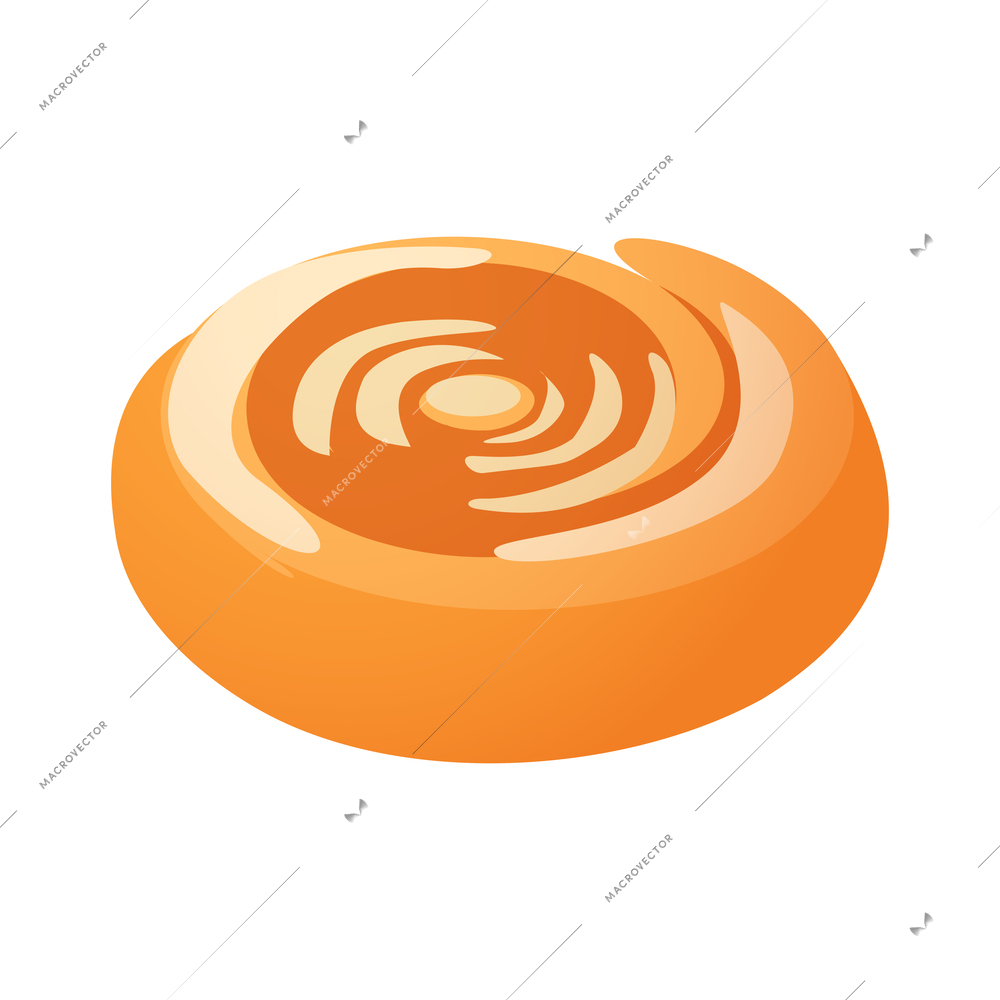 Fresh wheat bread roll isometric icon 3d vector illustration