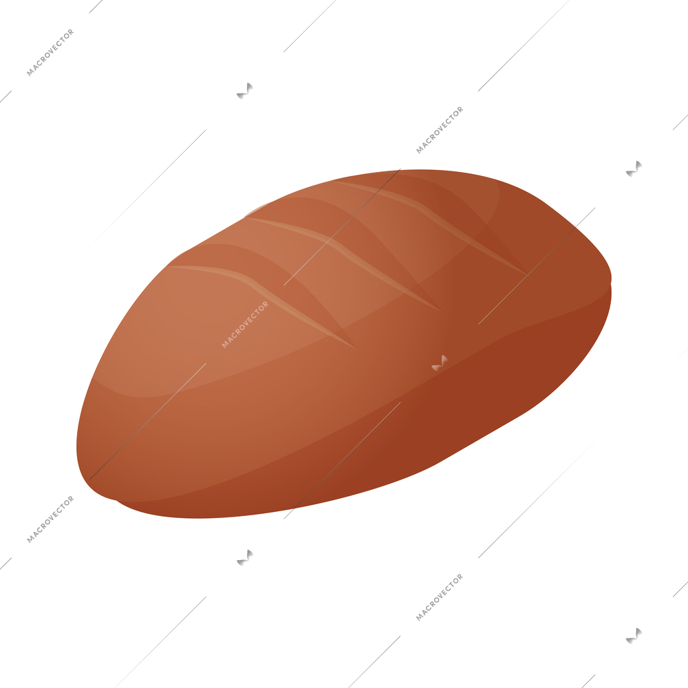 Isometric brown rye bread loaf icon 3d vector illustration