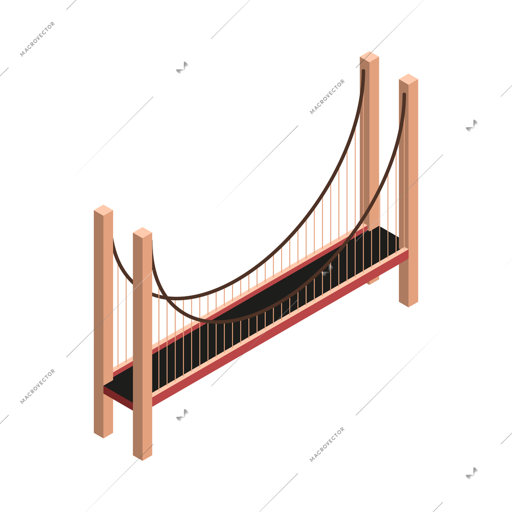 Isometric modern urban bridge icon on white background 3d vector illustration