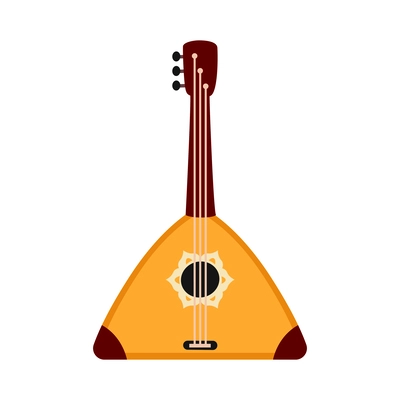 Wooden balalaika traditional russian musical instrument flat vector illustration