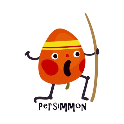 Funny cartoon character of persimmon doing sport vector illustration