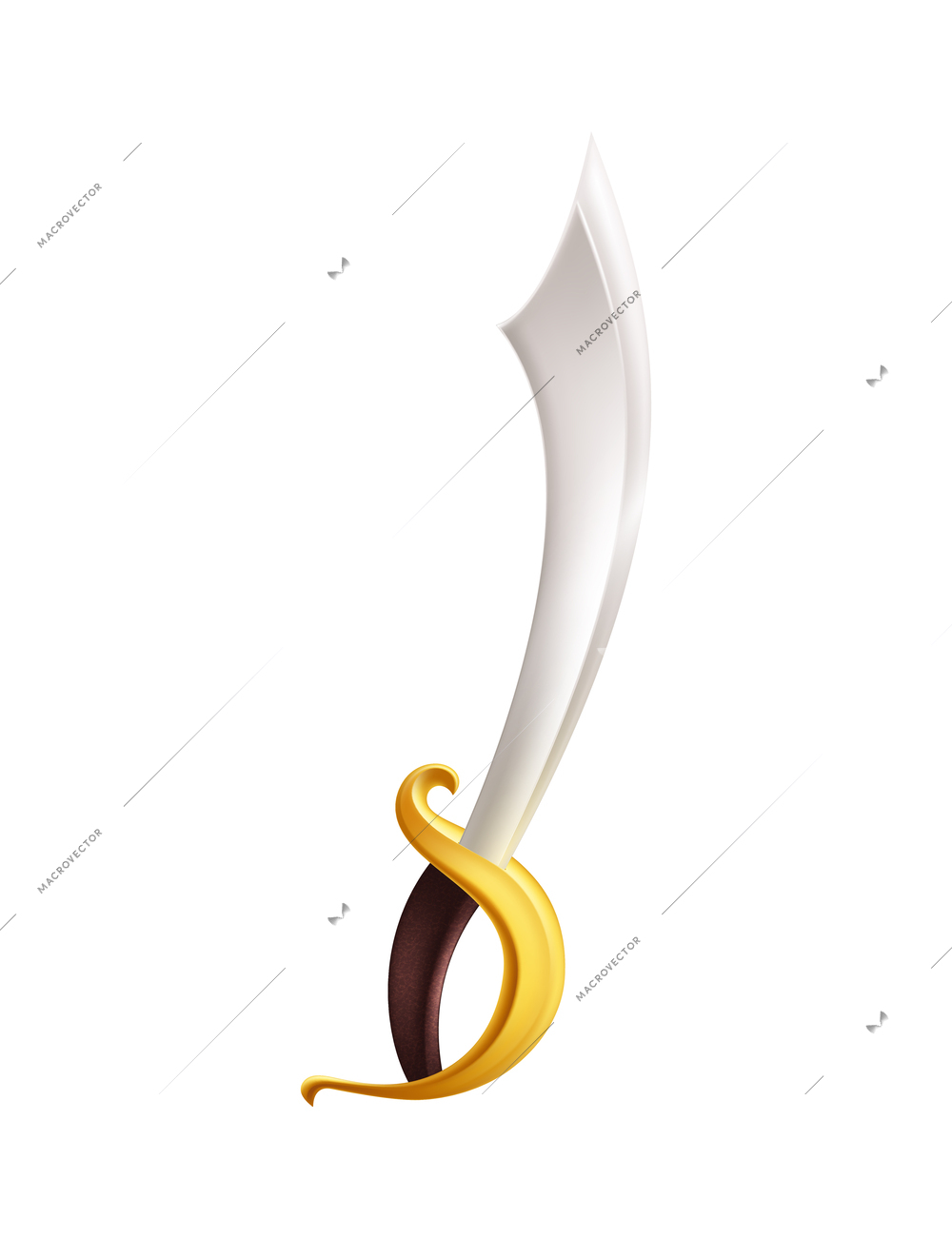 Realistic pirate sword with golden handle vector illustration