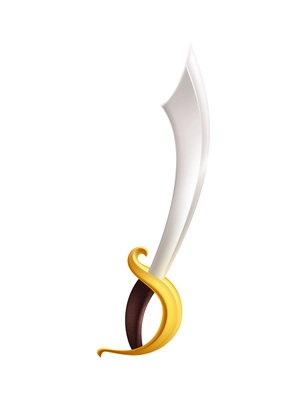 Realistic pirate sword with golden handle vector illustration