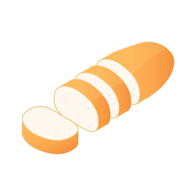 Isometric sliced wheat bread loaf 3d vector illustration