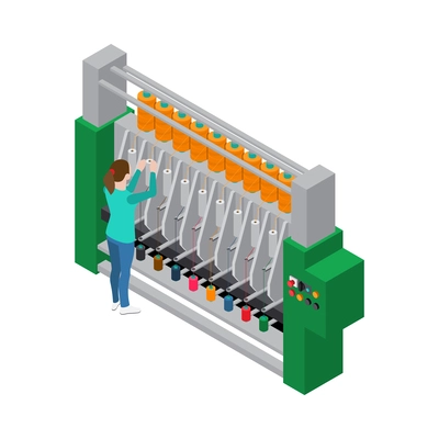 Textile industry factory equipment isometric icon 3d vector illustration