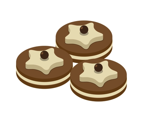 Chocolate biscuits isometric icon on white background 3d vector illustration