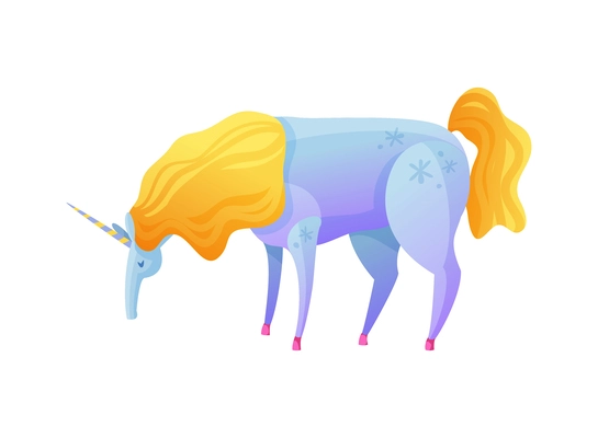 Cartoon colorful magical unicorn on white background vector illustration