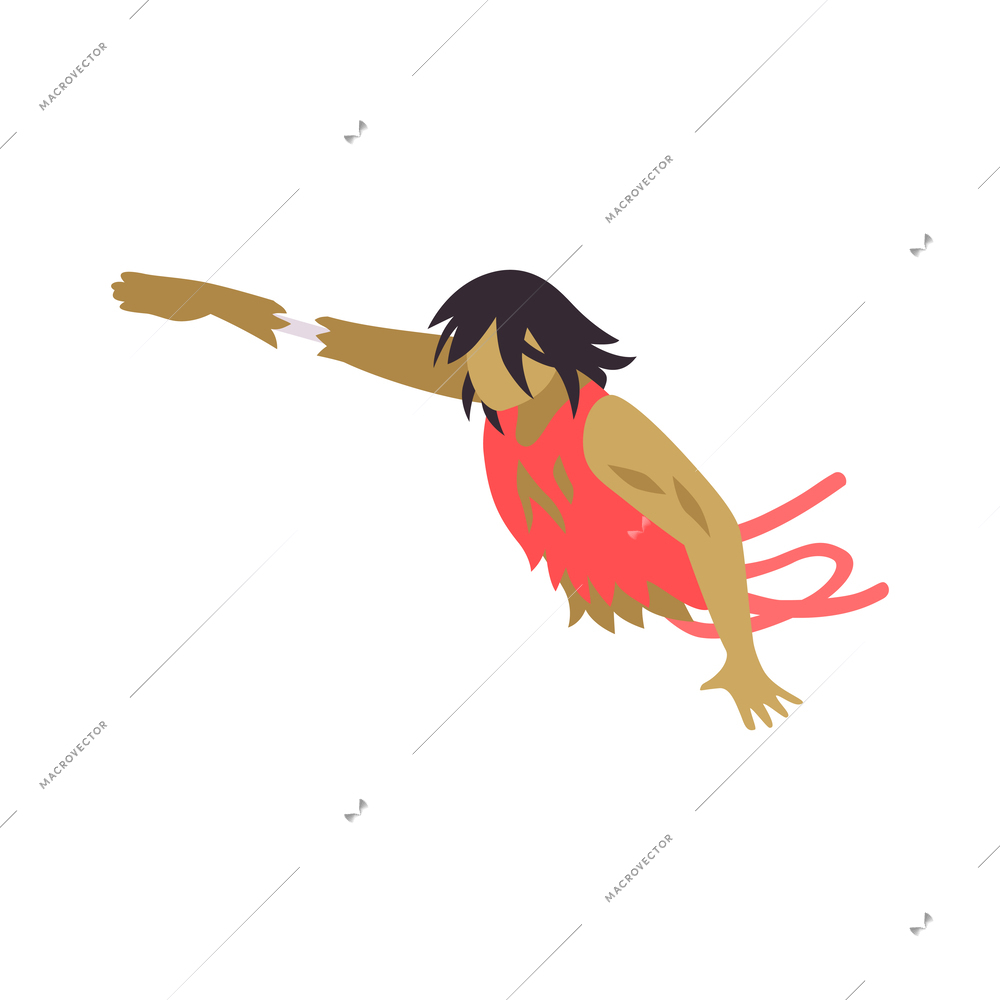 Half zombie body isometric icon vector illustration