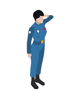 Isometric faceless character of taikonaut 3d vector illustration