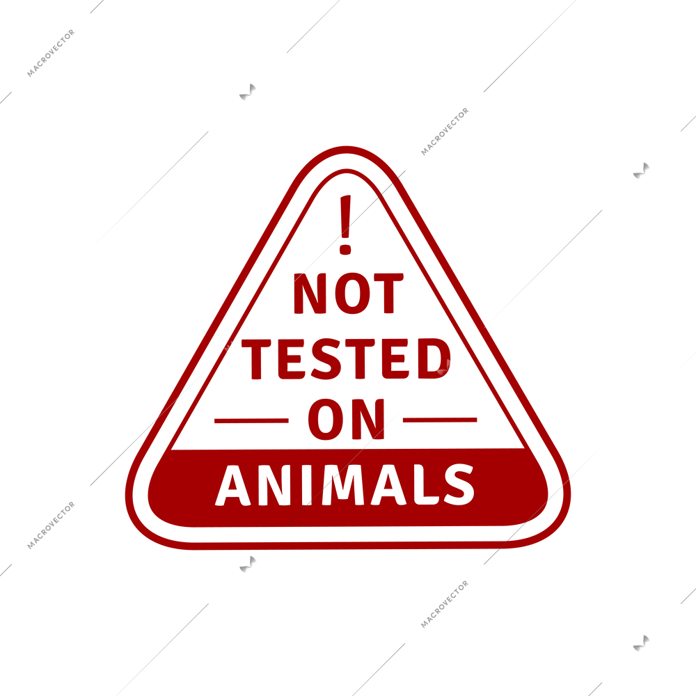 Not tested on animals triangular color embem or stamp vector illustration