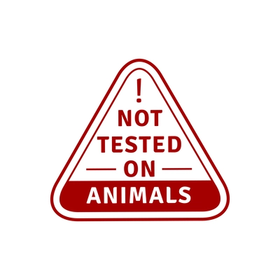 Not tested on animals triangular color embem or stamp vector illustration