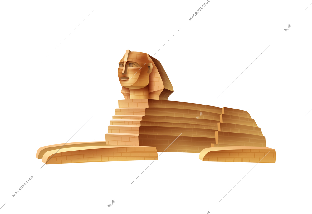 Cartoon ancient egyptian sphinx on white background vector illustration
