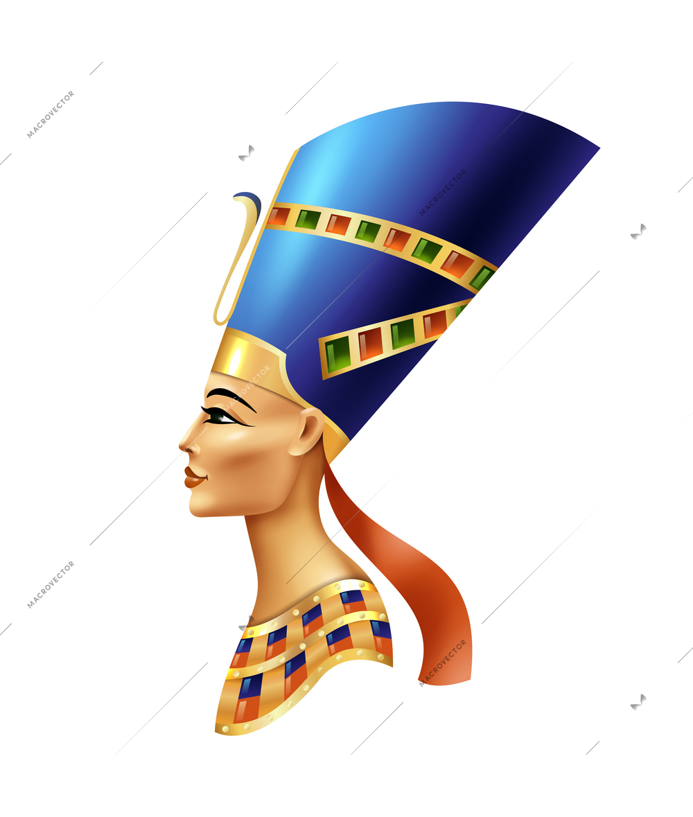 Cartoon nefertiti profile portrait vector illustration