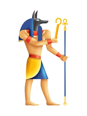 Anubis ancient egyptian deity with canine head cartoon vector illustration