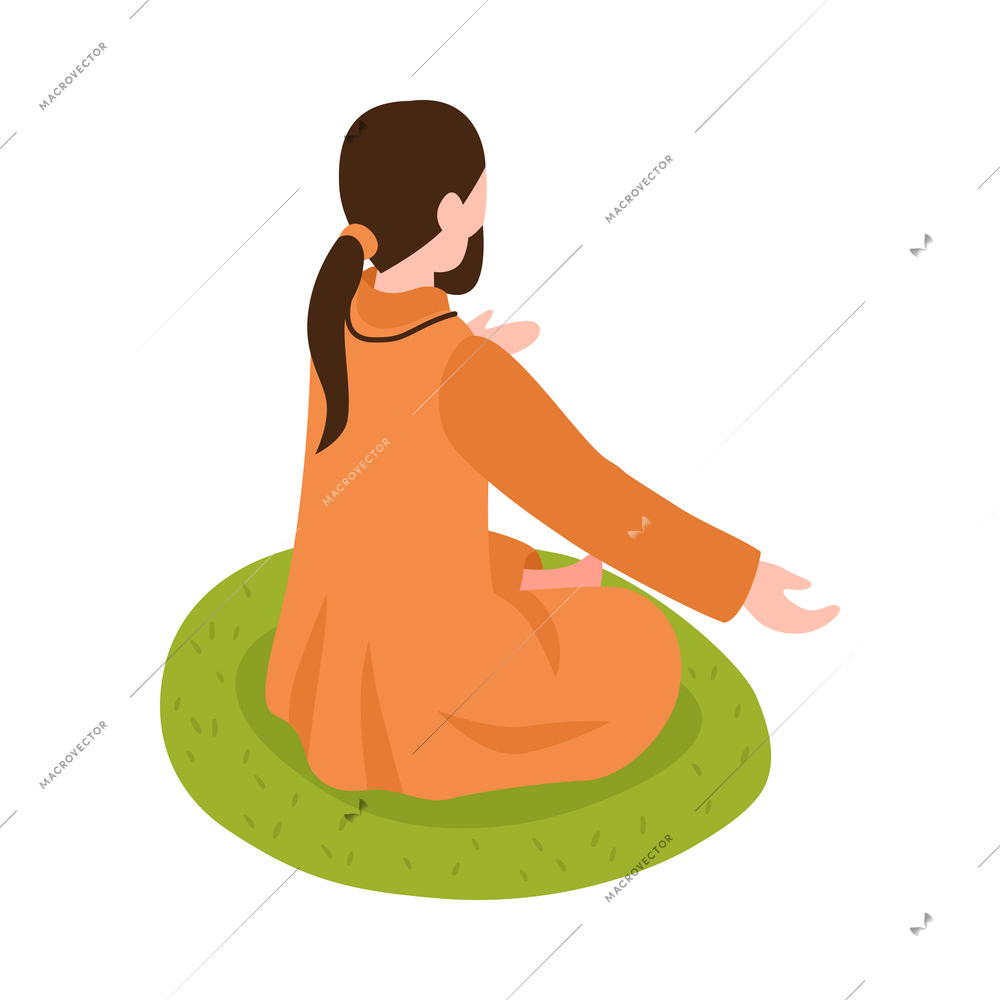 Isometric female prayer icon on white background 3d vector illustration