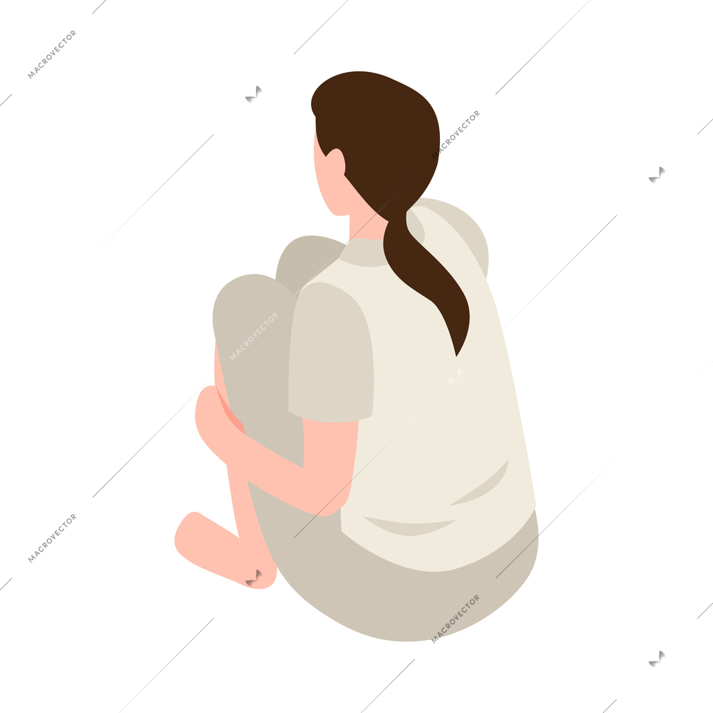 Isometric religious cult icon with female prayer 3d vector illustration