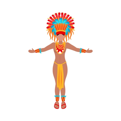 Maya civilization mayan person wearing traditional costume flat vector illustration