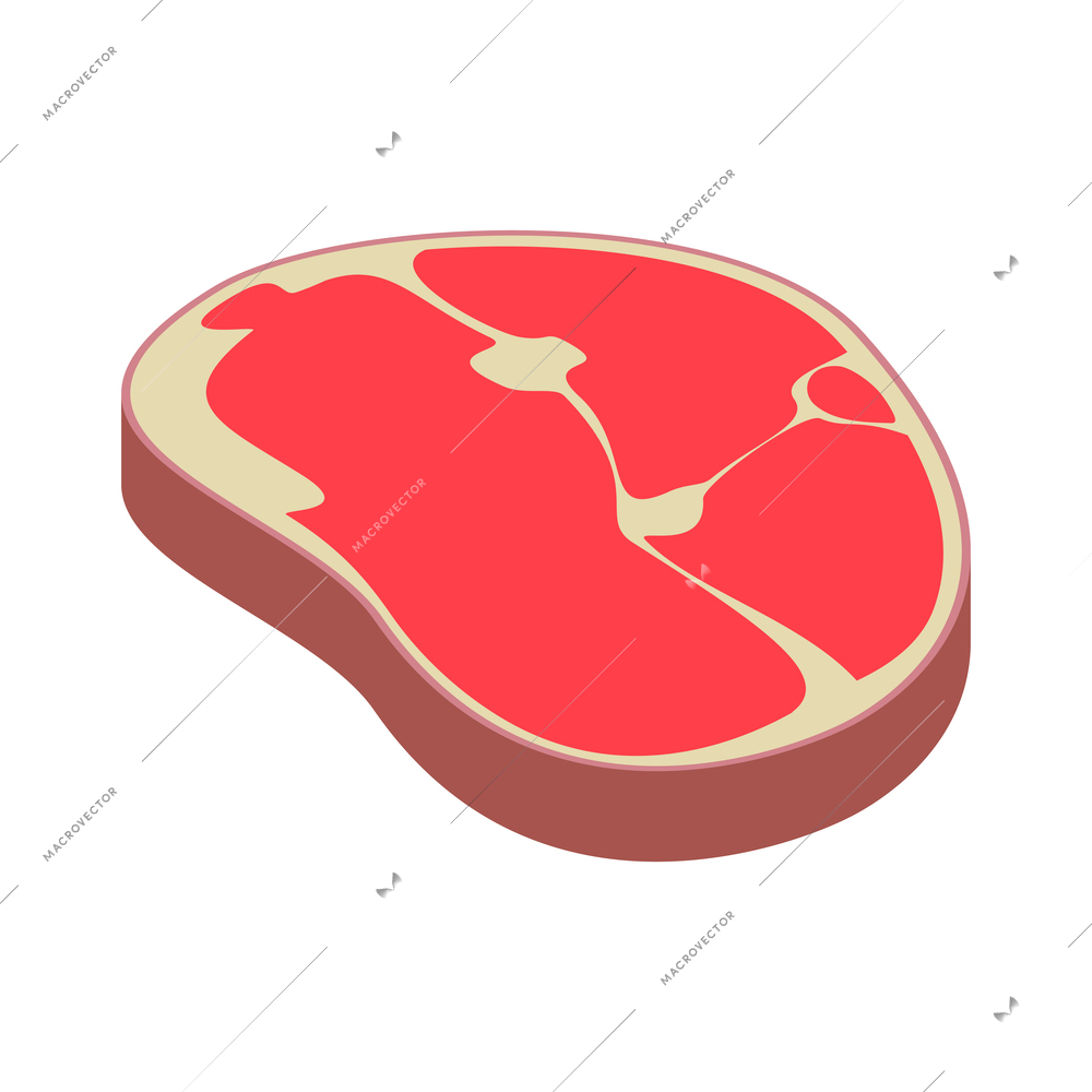 Isometric beef steak icon on white background vector illustration