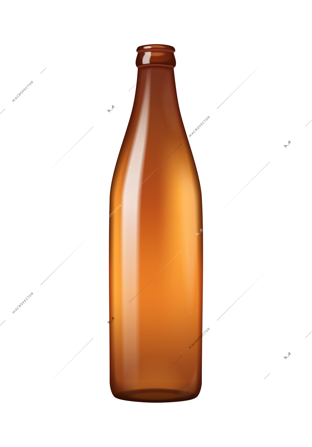 Realistic empty brown glass bottle vector illustration