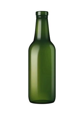 Realistic empty green glass bottle vector illustration