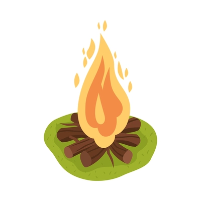 Campfire icon on white background isometric vector illustration