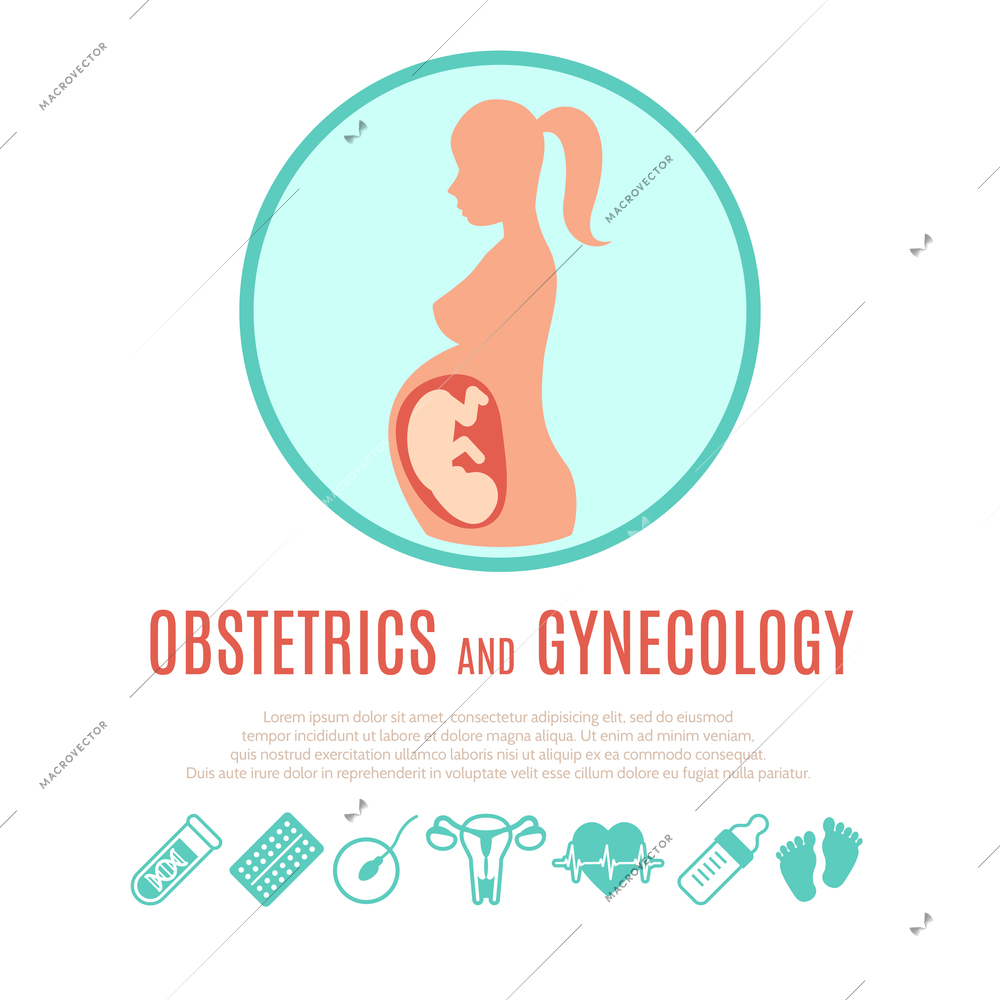 Medical genecology and obstetrics educational pregnancy development pictorial demonstration with infographic elements poster print abstract vector illustration